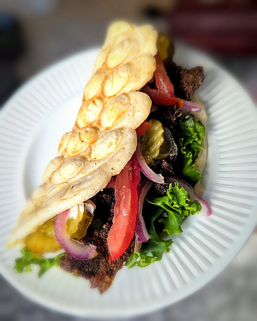 Gaufre au suya de bœuf